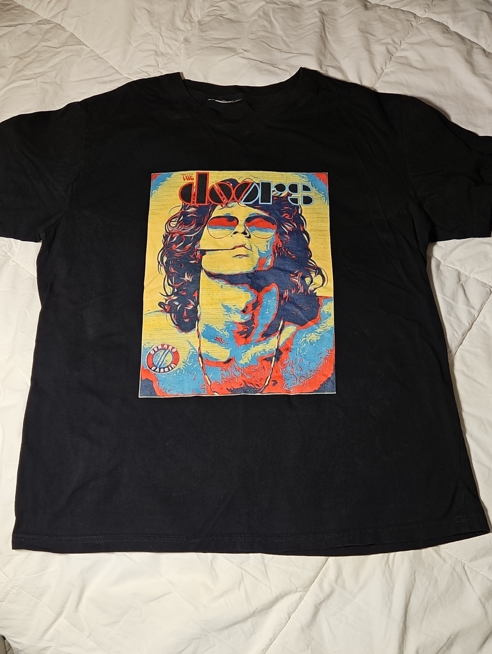 Classic Black Crewneck Tee with Doors Graphic